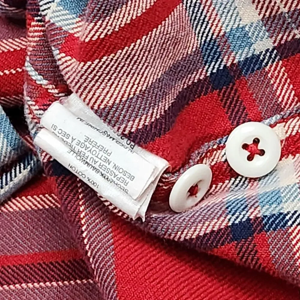 J CREW Shirt Mens Medium Red Plaid 100% Cotton Button Up Long Sleeve Flannel